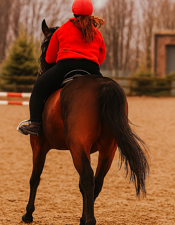 Riding on Refurbished Arena – Royal Artillery Saddle Club | AG Rural Solutions A member of the AG Rural Solutions team riding at the Royal Artillery Saddle Club, photographed on an arena recently refurbished by our team in Wiltshire.